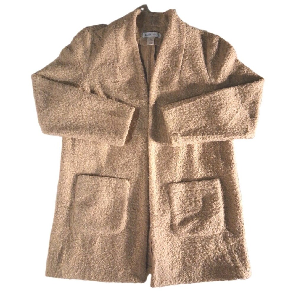 Carole Wren Tan Textured Fuzzy Lightweight Long Coat XL